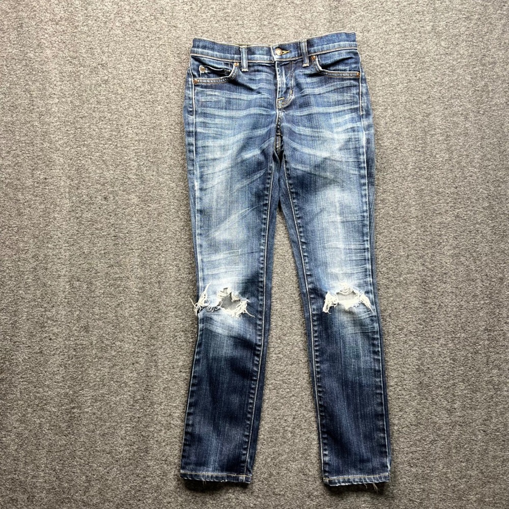 David Kahn Jeanswear Womens 25P Blue Distressed Skinny Denim Jeans Made in USA
